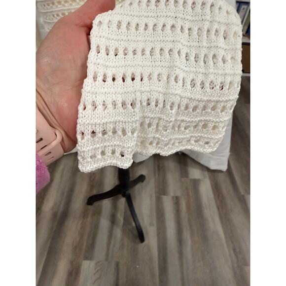 Handmade White Crochet Open Knit Crop Top Cutout Back Festival Boho Small - Picture 6 of 9